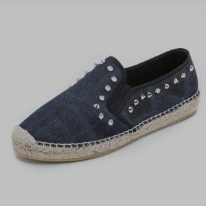 ASH Zest Dark Denim SIlver Studded Espadrilles Slip-on Size  EU 40 Like New